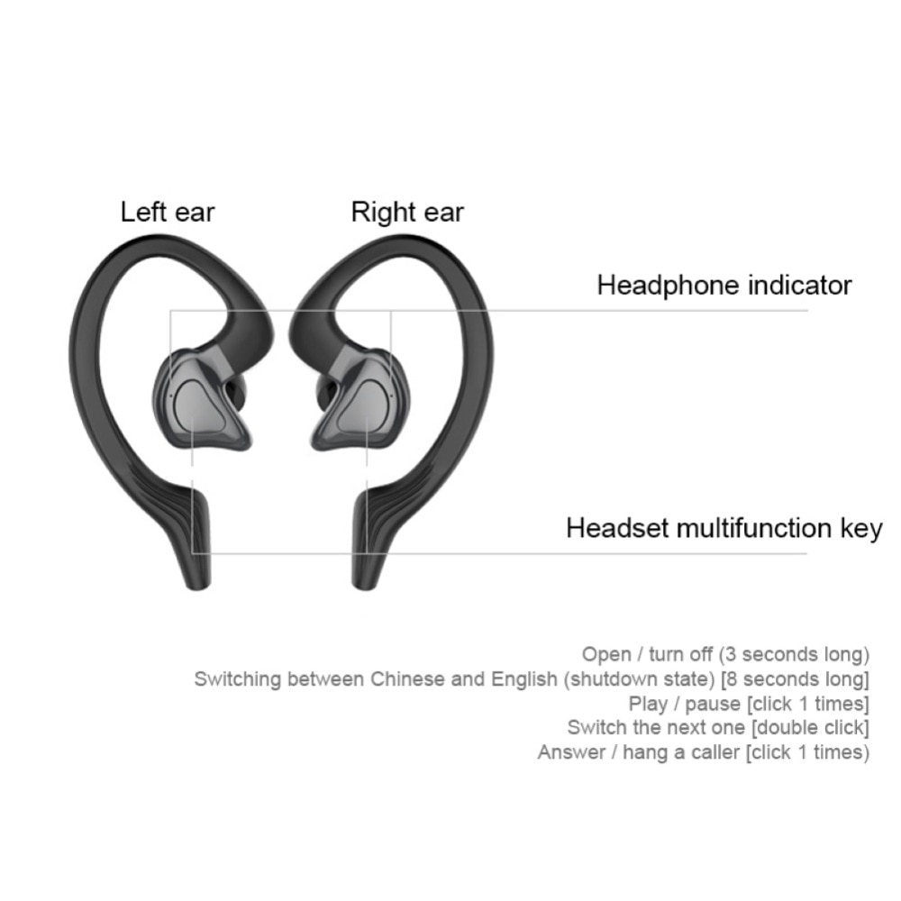 Draadloze bluetooth-oortelefoon, sport, waterdichte draadloze hoofdtelefoon, ruisonderdrukkende hoofdtelefoon, tws-oordopjes, headsets met microfoon