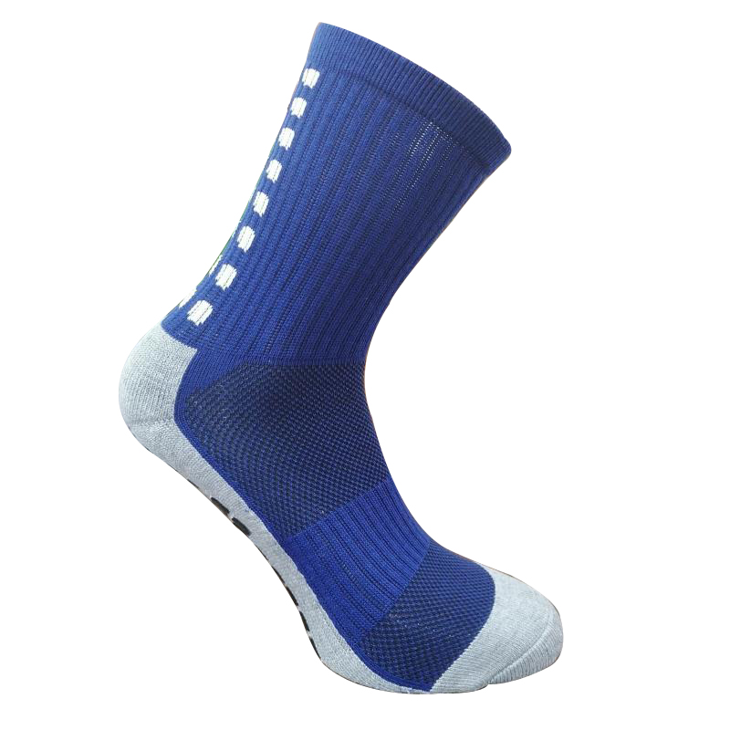 Nowe skarpety piłkarskie męskie antypoślizgowe skarpety piłkarskie bawełniane skarpety rowerowe środkowe rurki skarpety punktowe tego samego typu co Casitine: Grey Blue