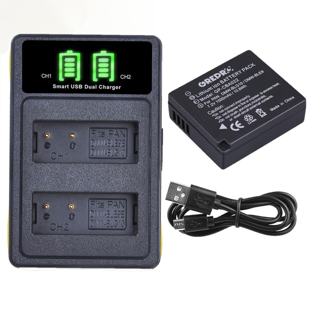 Batterie avec chargeur, pour Panasonic Lumix DMC TZ100 GX9 TZ80 TZ90 GX80 GX7 LX100 DMW-BLG10 Mark II, DMW-BLE9 DMW-BLE9E DMC-GX80: 1Charger 1Battery