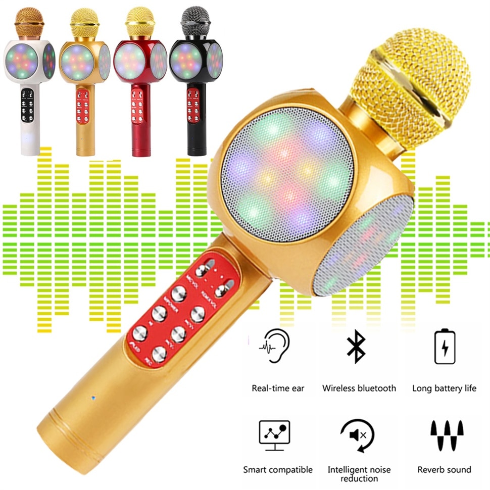 Usb mikrofon håndholdt afspiller syngende afspiller syngende optager mikrofon trådløs mikrofon karaoke mikrofon bluetooth højttaler