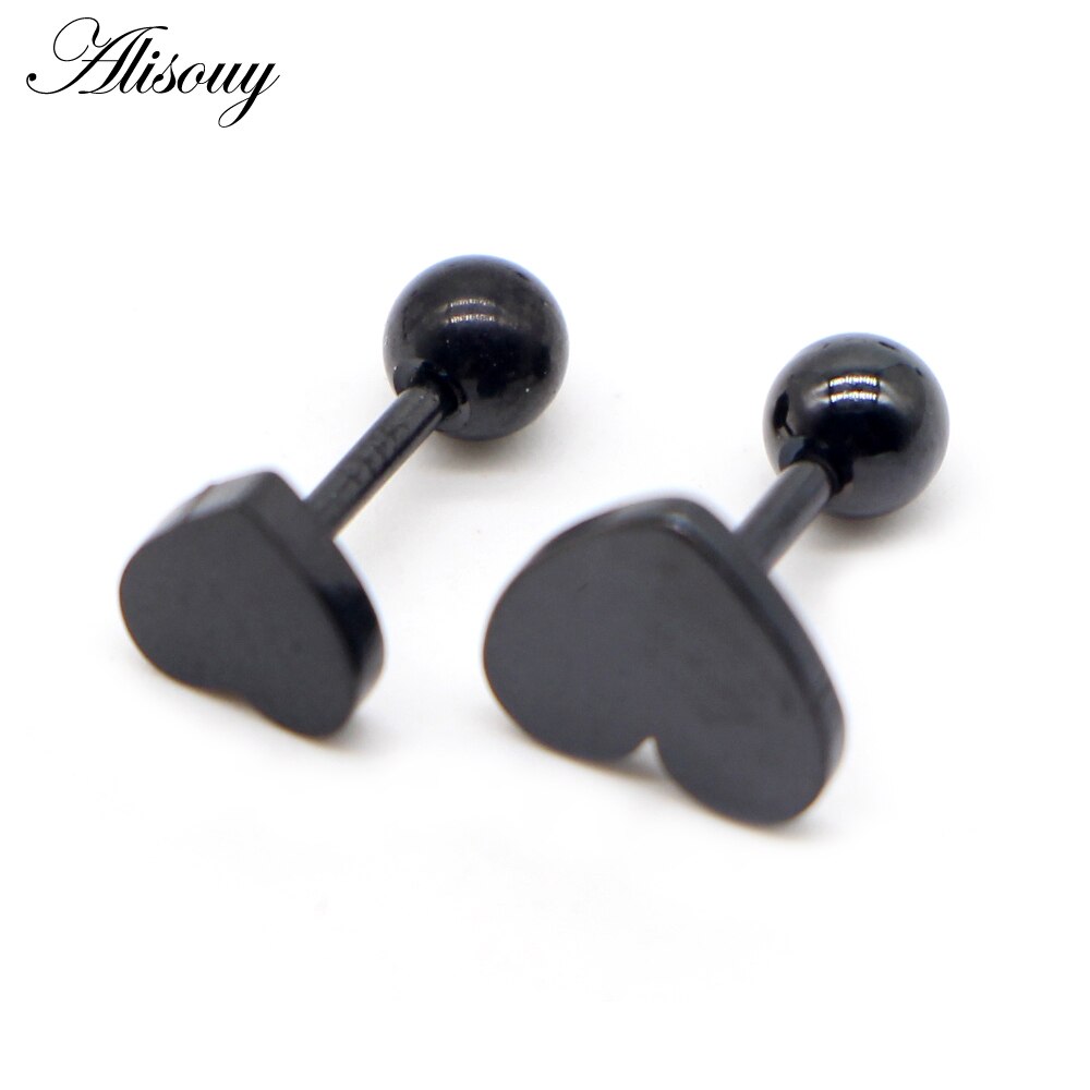 Alisouy 2Pcs Rvs Oorbellen Kleine Engagement Minimalistische Hart Liefde Stud Goud Zilver Kleur Stud Oorbellen Leuke