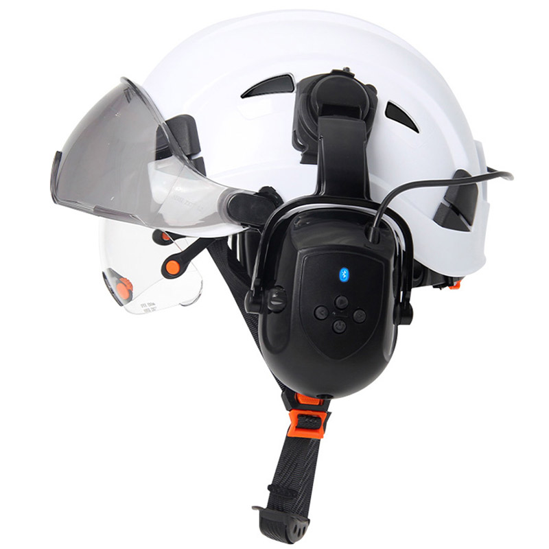 CE Safety Helmet With 5.0 Bluetooth Earmuffs For Engineer ABS Construction Hard Hat with Visors Industrial Noise Reduction ANSI