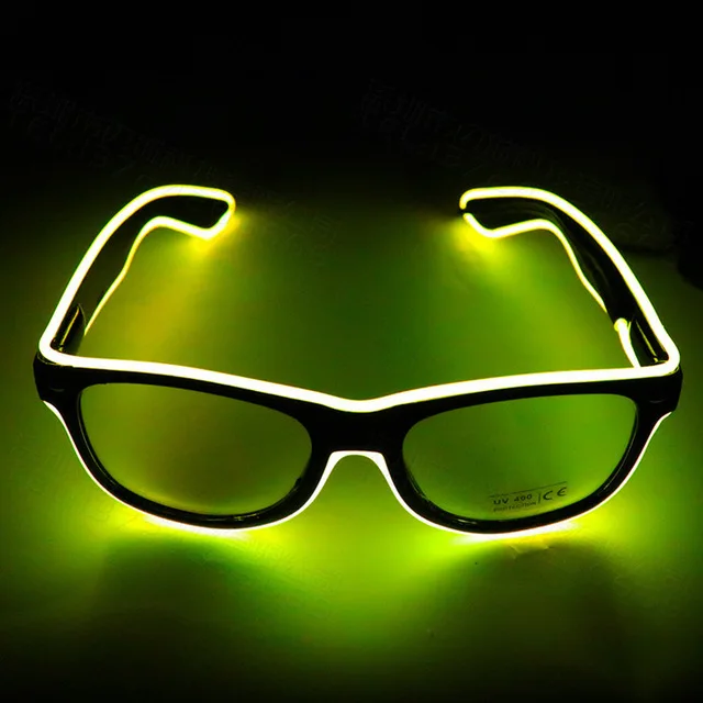 1PC Flashing EL Wire LED Light Up Party SunGlasses Led Glasses Luminous Party Decorative Lighting Classic Novelty Bright: Yellow