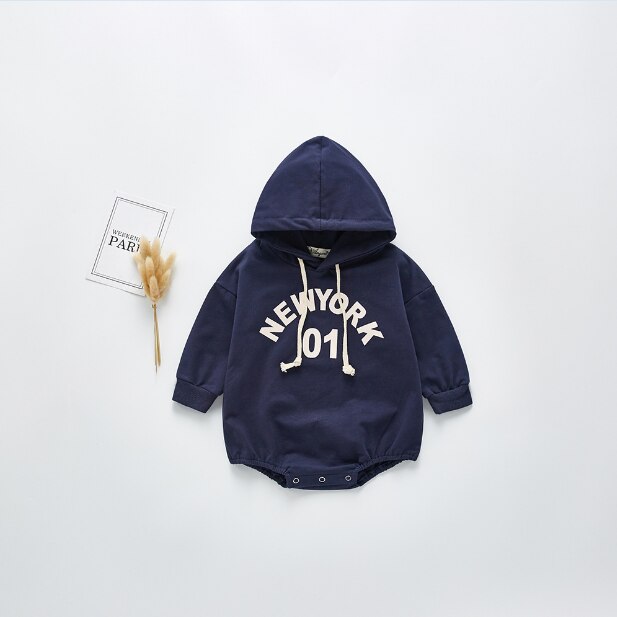Angoubebe B20H13 Jongen Jumpsuits 0-24M Baby Jongens Katoen Casual Hooded Top Romper Sweatshirt Hoodie Outfits: Blue / 100 (18-24M)