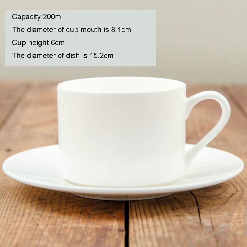 Tasse à café en porcelaine en céramique, os blanc pur, tasses de Latte nordique simples, fantaisie créative, thé de l'après-midi, café, tasse et soucoupe, cuillère: 200ml 8.1cm diameter