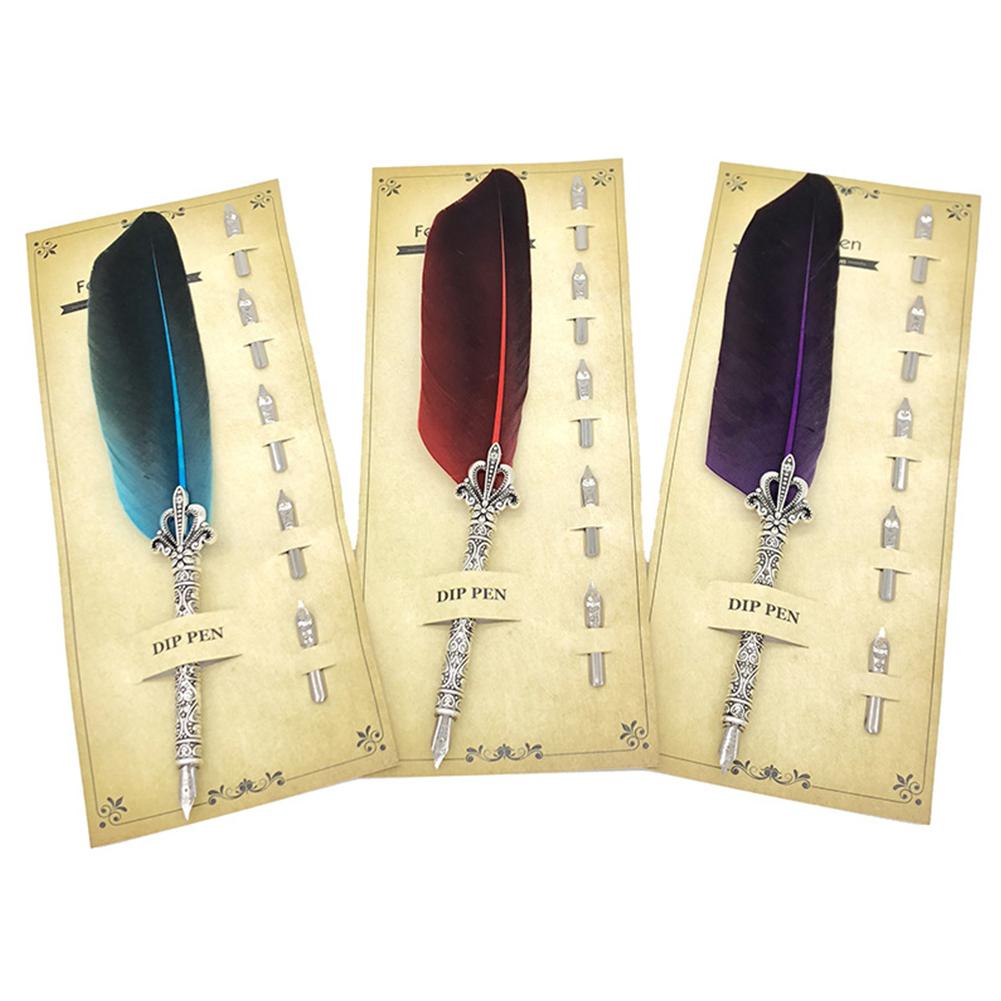 Smooth Delicate Feather Quill Pen Ink Dip Pen Perfect birthdays (Card Packing) Quill Pen Ideal Christmas QCK r22