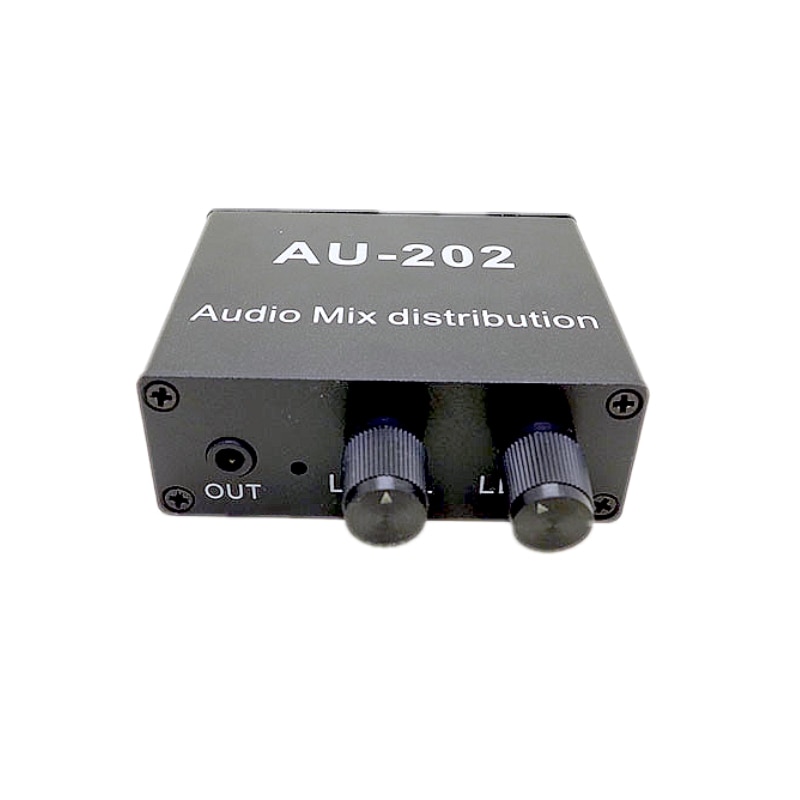 DC5-19V 2 Ingang 2 Uitgang Stereo Mixer Audio Distributeur Voor Hoofdtelefoon Externe Power Amp Volume Onafhankelijke Controle