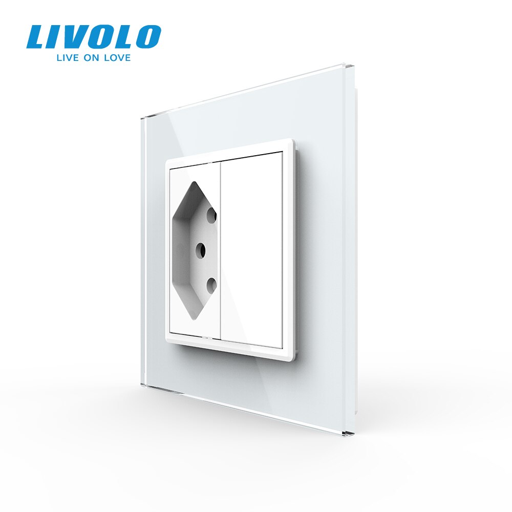 Livolo Standaard Swizss Socket, Grey Crystal Glass Panel, Ac 110 ~ 250V, 16A Stopcontact, 80Mm * 80Mm, Geen Logo