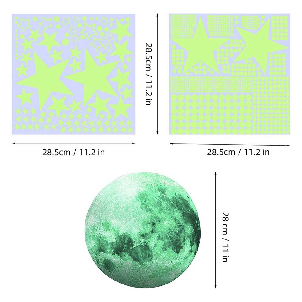 Maan Sterren Stippen Groene Lichtgevende Muursticker Glow In The Dark Kinderkamer Plafond Trappen Behang Fluorescerende Muurschildering Decals