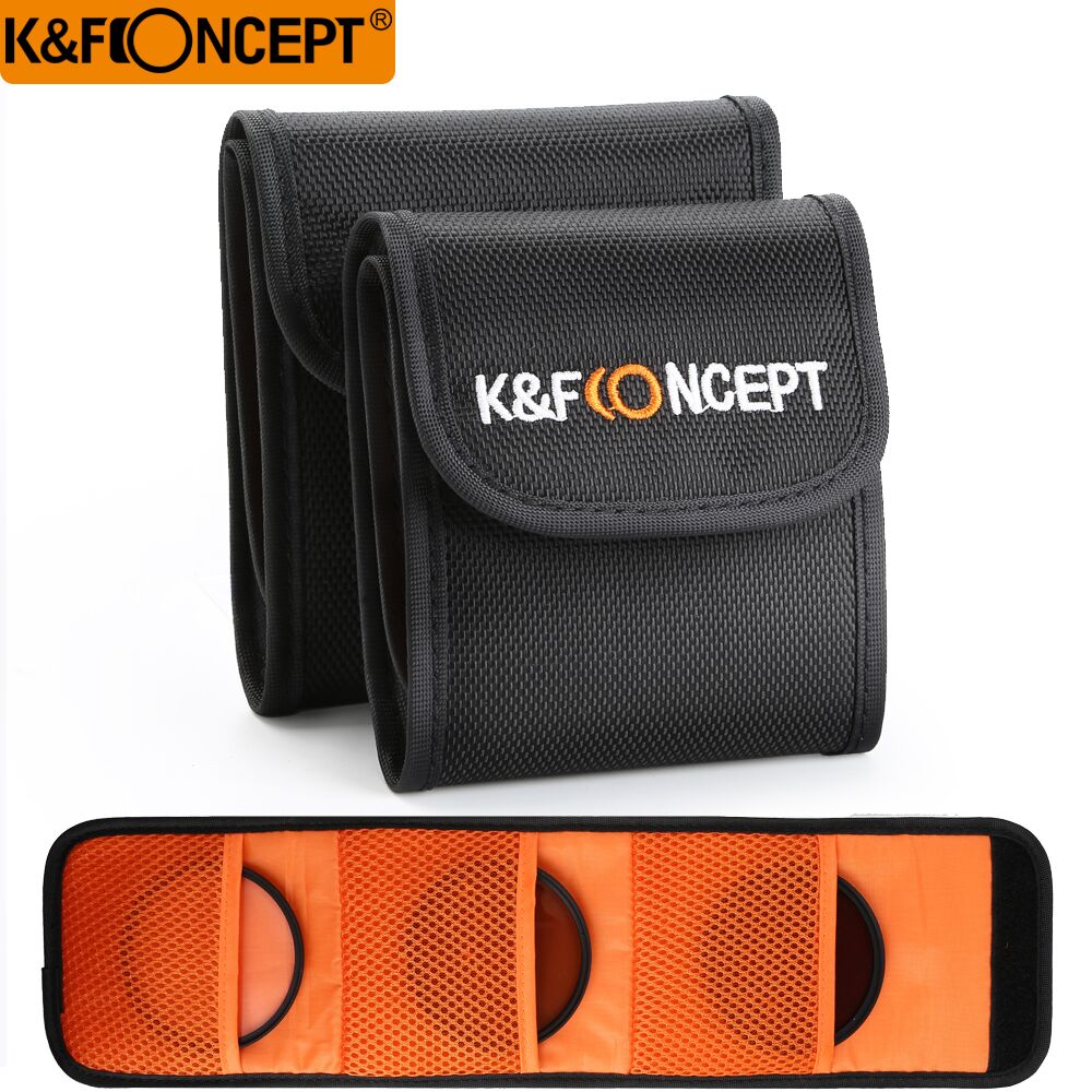 K&amp;F CONCEPT 3 Pockets Lens Filter Bag soft Camera lens Filter Pouch for 49mm-77mm ND UV CPL Lens filter holder wallet case