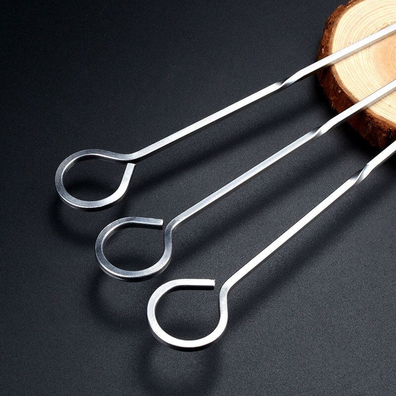 10 stk 38cm 15in lange grillspyd sæt kogeværktøj metal grillspyd firkantede grillpinde shish kabob spyd bbq grillnåle