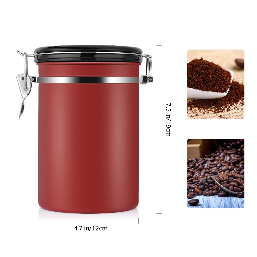 Kaffebeholder stor lufttæt rustfrit stål kaffe te sorteringsbeholder sort køkken sotrage dåser dåse til kaffe te