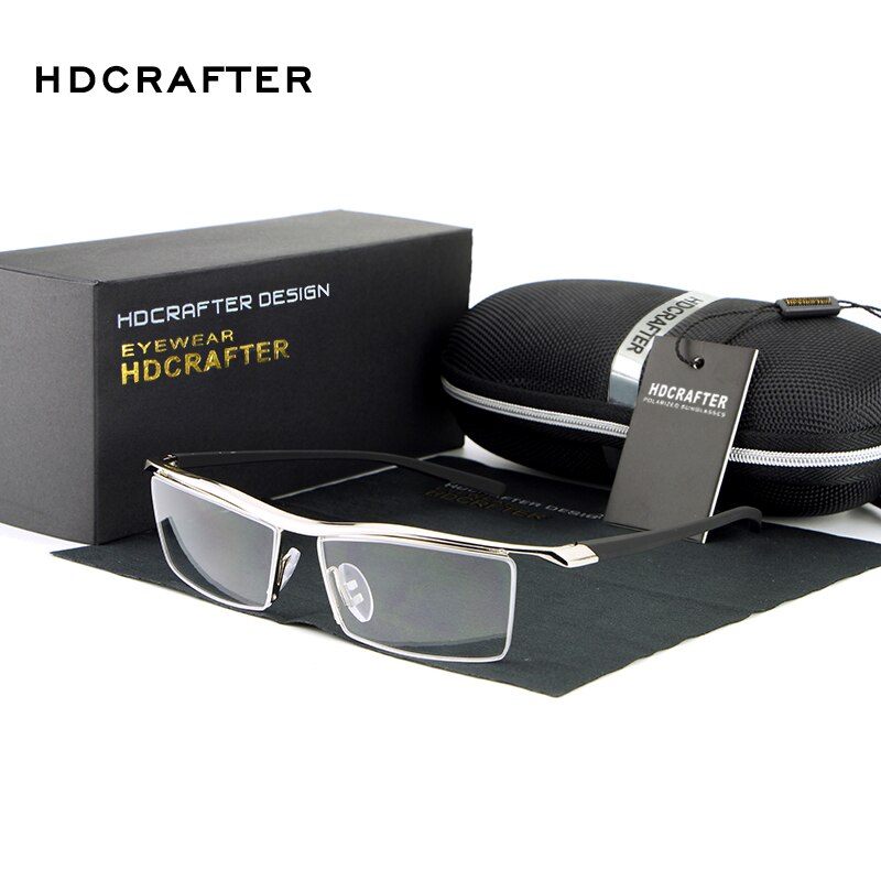 HDCRAFTER Brillen Randloze Vierkante Bijziendheid Brilmontuur Mannen Comfortabele antislip Brillen Frames voor Mannen