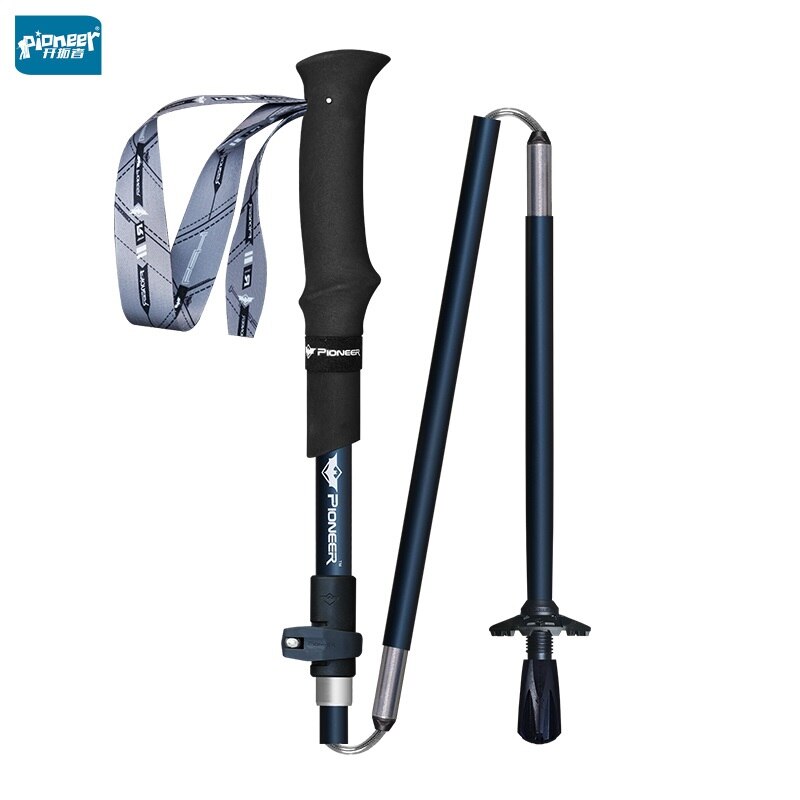 Pioneer-bastones de Trekking de fibra de carbono ultraligeros, bastones nórdicos plegables ajustables de 5 secciones, bastones de senderismo y acampada