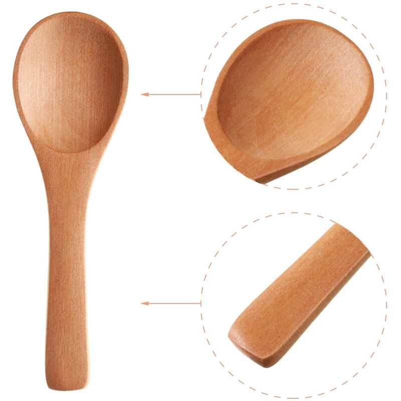 Kleine Holz Löffel Mini Verkostung Löffel Gewürze Salz Löffel für Küche Kochen Gewürz Öl Kaffee Tee Zucker 30Stck