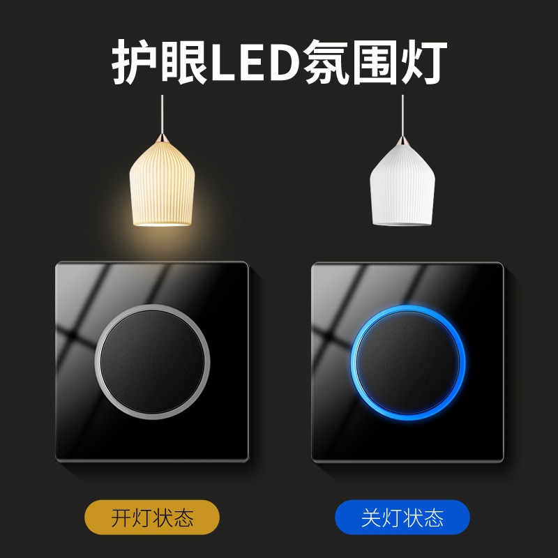 KAMANNI luxury light push button switches Glass panel Wall power light switch with indicator light 1 2 3 4 gang 1 2-way 220V