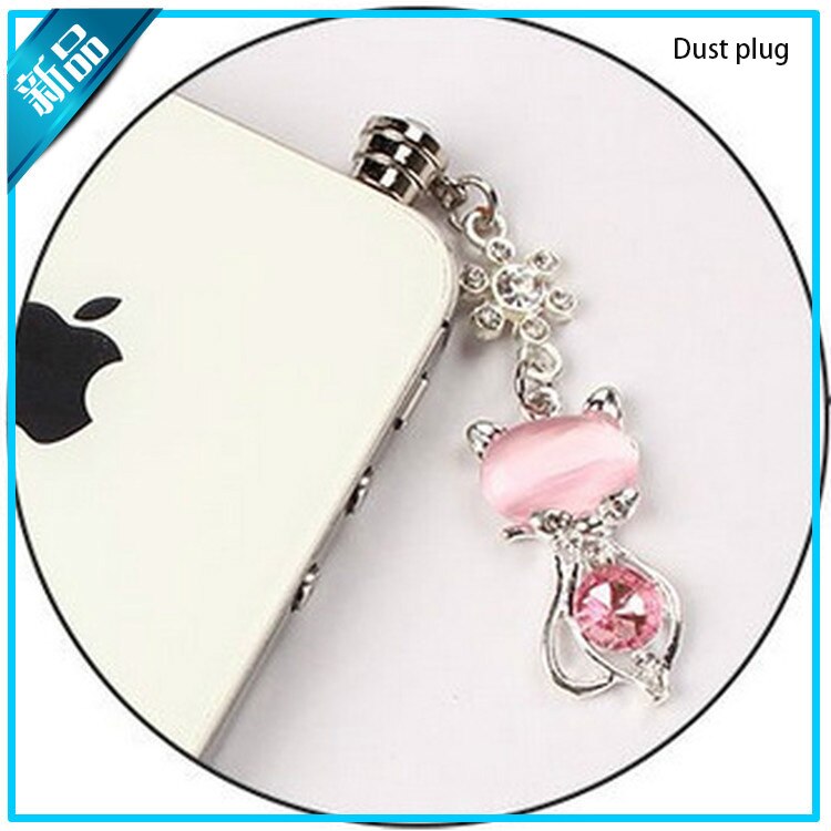 3.5Mm Jack Kat Crystal Dust Anti Earphone Cap Stopper Plug Voor Samsung Iphone 6