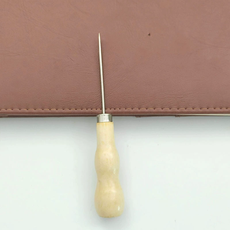 Punzón de costura con mango de madera, herramienta de punzón para rascar, punzonado para bolsa de cuero, herramienta de reparación de zapatos de costura hecha a mano, 1 ud.: Gris oscuro