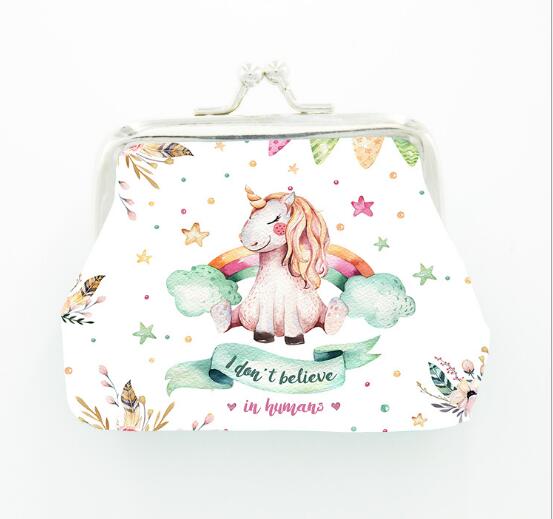 Coin Purse Unicorn Print Classic Wallet Buckle Pink Girl Wallet Child Student