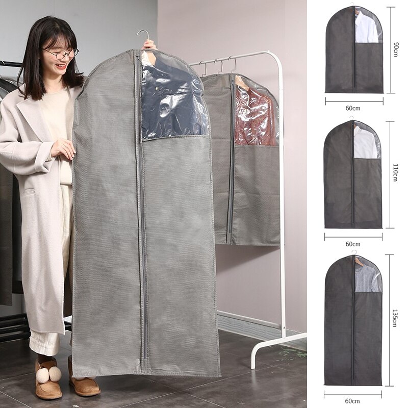 Housse de rangement en tissu Non tissé 1 pièce, housse Anti-poussière, sac de rangement en tissu Non tissé, fenêtre transparente, organisateur de manteau, costume de protection, enveloppe de vêtement pour la maison