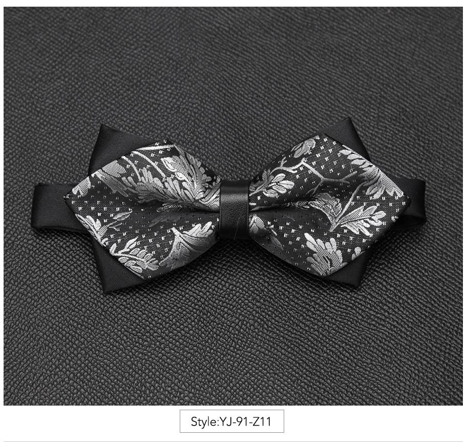 Nœud papillon pour hommes, accessoires luxueux, cravate noire, costume Commercial formel, pour cérémonie de mariage,: YJ-91-Z11