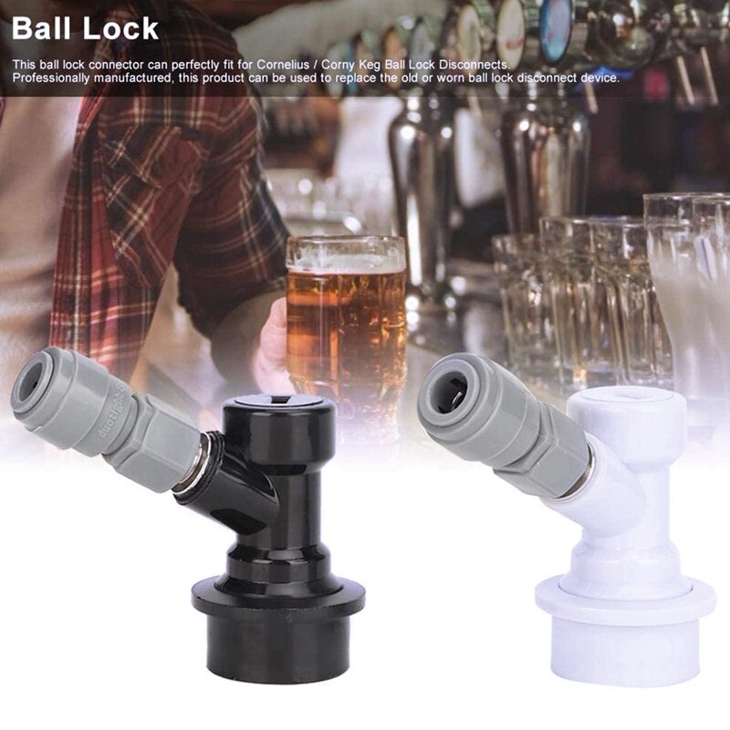 Conector de bloqueo de bola, Home Brewing Ball Lock Keg conector Bloqueo de bola desconectar + 8mm-1/4 pulgadas MFL conector de empuje rápido