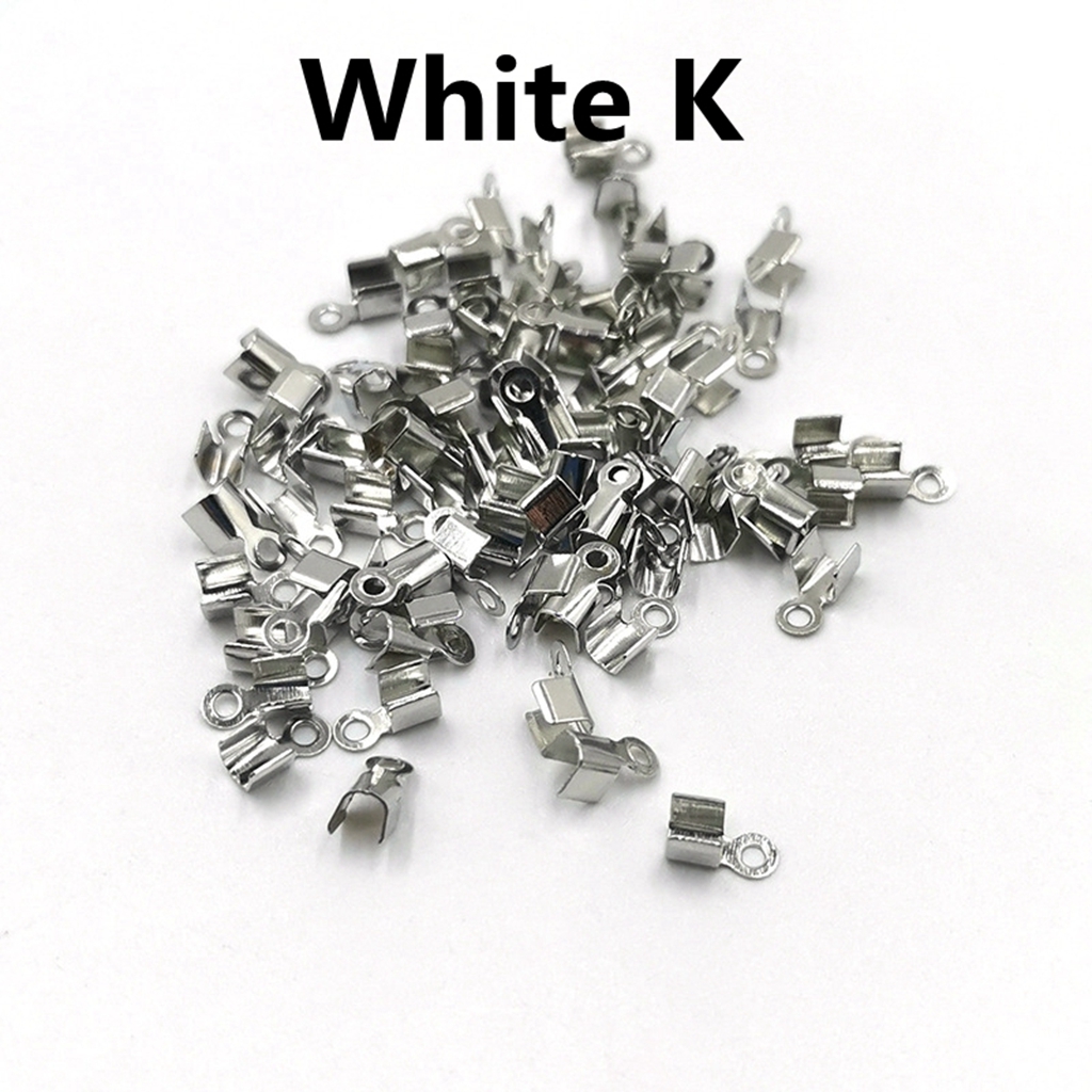 200 Stks/partij 6 9Mm Cove Sluitingen Cord End Caps String Lint Lederen Clip Tip Vouw Crimps Connectors Voor Sieraden maken: White K / 3x6mm 200pcs