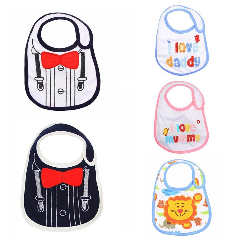 5 stks/partij Mooie Leuke Slabbetjes Cartoon Patroon Peuter Baby Waterdicht Speeksel Handdoek 24 Stijlen Koos Katoen Slabbers: H