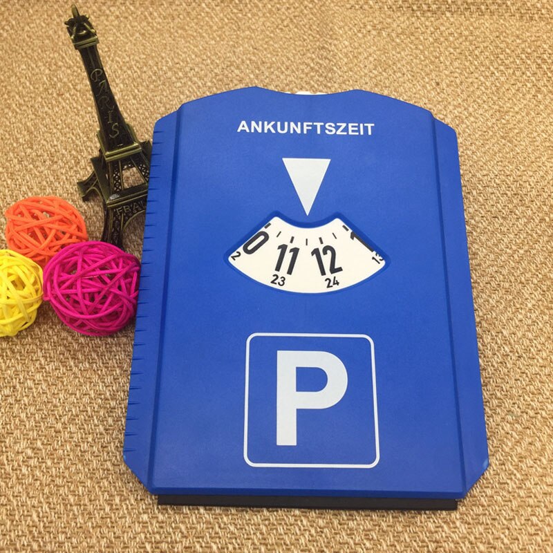 Bærbar blå bil midlertidig parkering timer snerydning skovl ur display område parkering tidskort værktøj drejeskive