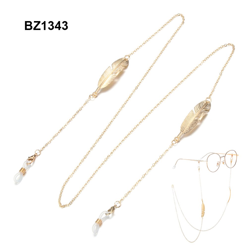 Womens Beaded Glasses Chain Eyeglass Chains Sunglasses Reading Leaf Eyewears Cord Holder Gold Black Neck Strap Rope 70/80/90cm: BZ1343