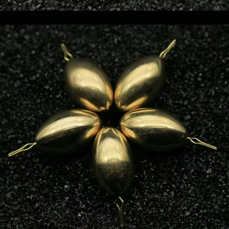 JIGEECARP 5pcs Fishing Bullet Weights Stainless Brass Slip Sinker For Hook Lure Texas Rig Non-Lead Brass Weight Sinker Accessory