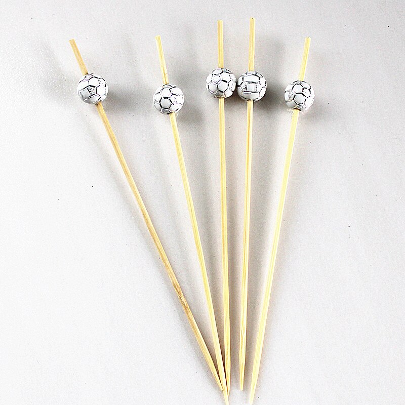 100pcs 12cm Soccer fan Party supplies stick Cocktail Drink Stirring Sticks Food Dessert Picks Fruit Fork Cupcake Decorations