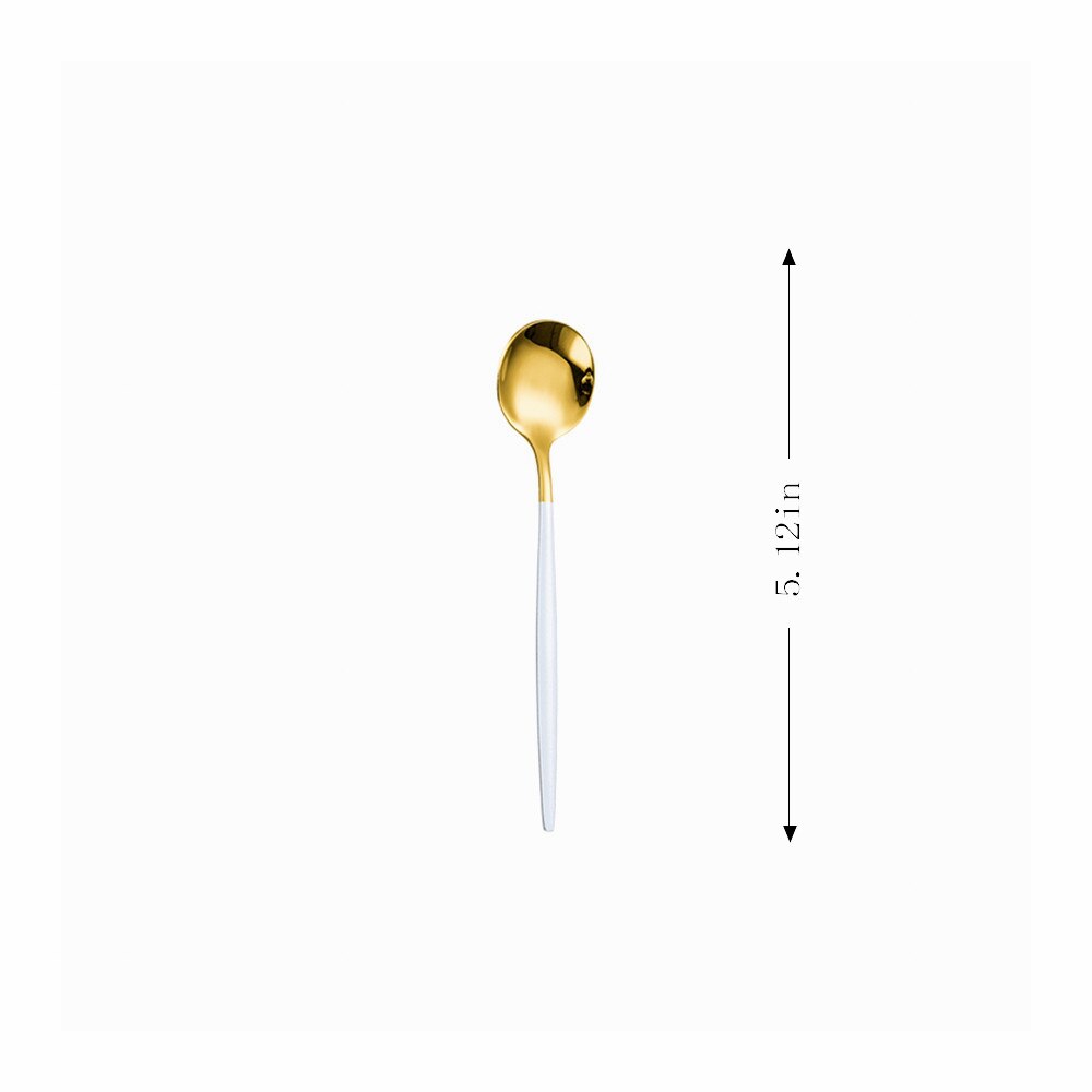 1Pc Teaspoon Mixing Coffee Spoon Dessert Stainless Steel Vintage Teaspoon Drink Tableware Flowers Tableware Kitchen Tools: white gold