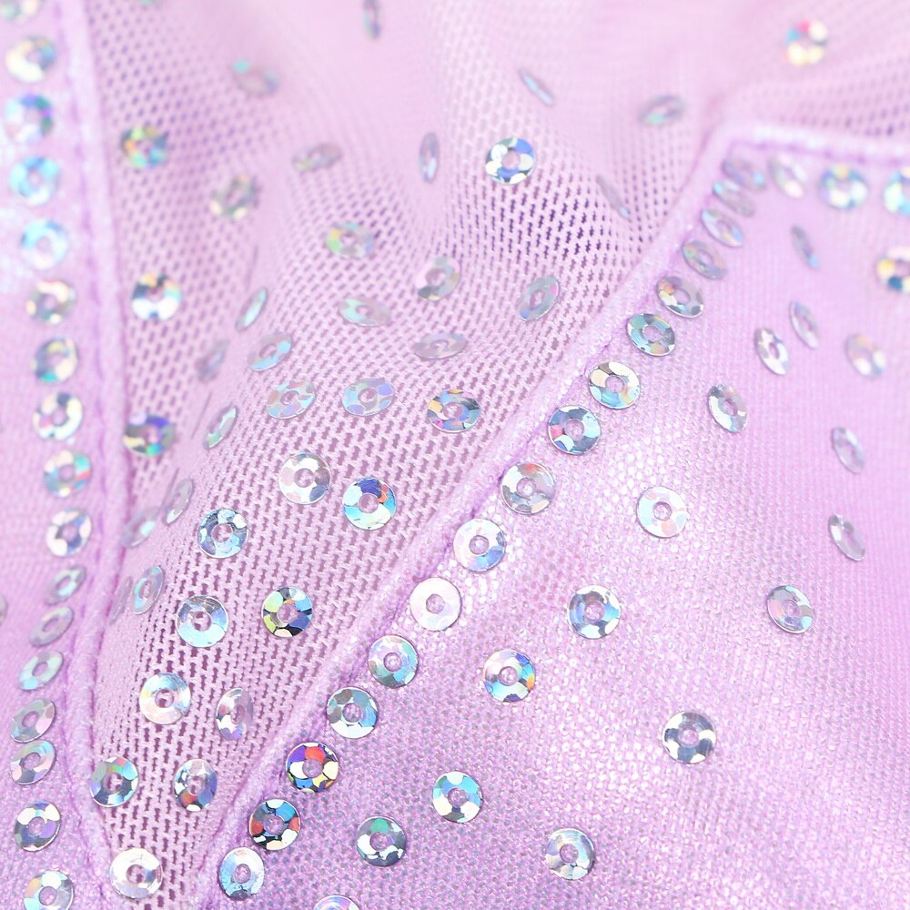 BAOHULU Girls Gymnastics Leotard Kids Leotard for Dance Purple Sequins Ballet Dance Costumes for Girls Gymnastics Clothes