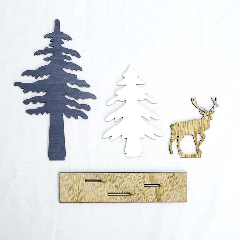 DIY Kerst Houten Kerst Elanden Display Geschilderd Hout Kerst Decoratie voor Home Christmas Party Decoraties Kids: Small elk