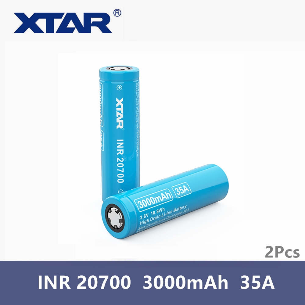 2 stuks originele Xtar Oplaadbare batterij INR 20700 Batterij 3000mAh 3.6V batterij hoge afvoer 35A Puls Ontlading li-ion batterij