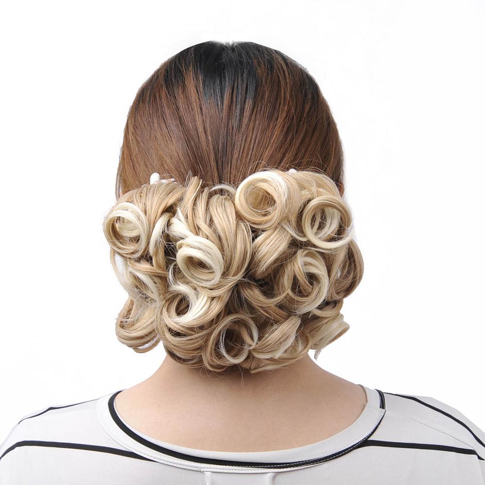 Oubeca Short Messy Curly Hair Buns Extensions Easy Stretch Hair Combs Scrunchie Chignon Clip In Ponytail Extensions For Women: 27T613