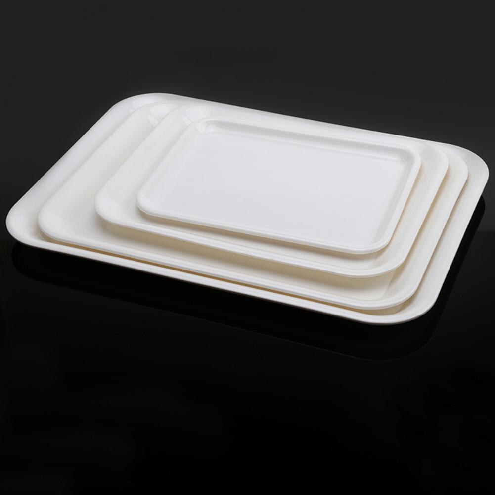 Bandeja de plástico blanca para servir, bandejas decorativas apilables fáciles de usar, creativas, delicadas, para el hogar, para almacenamiento de ensaladas