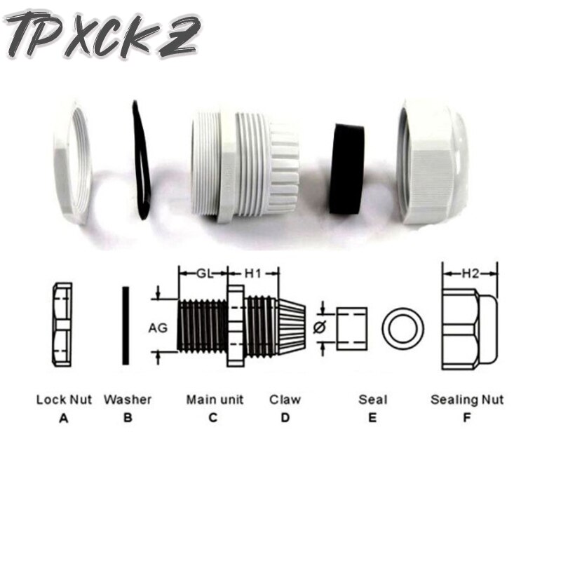 10Pcs Wartel Nylon Waterdichte Entry IP68 PG16 Voor M12 * 1.5M Metalen Waterdichte Joint Connector Jiont Outlet vergrendeling Connector