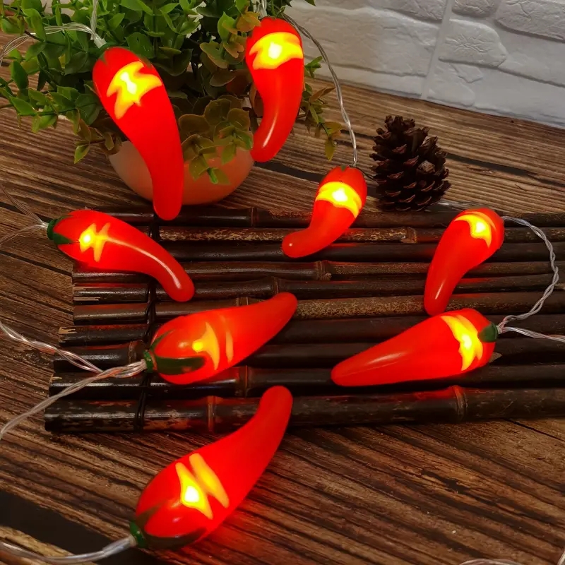 10/20/40 LEDS Red Chili Garland Light, Pepper String Lights, Ideal for Harvest Festivals Thanksgiving, Home, Indoor Mexico Decor: L