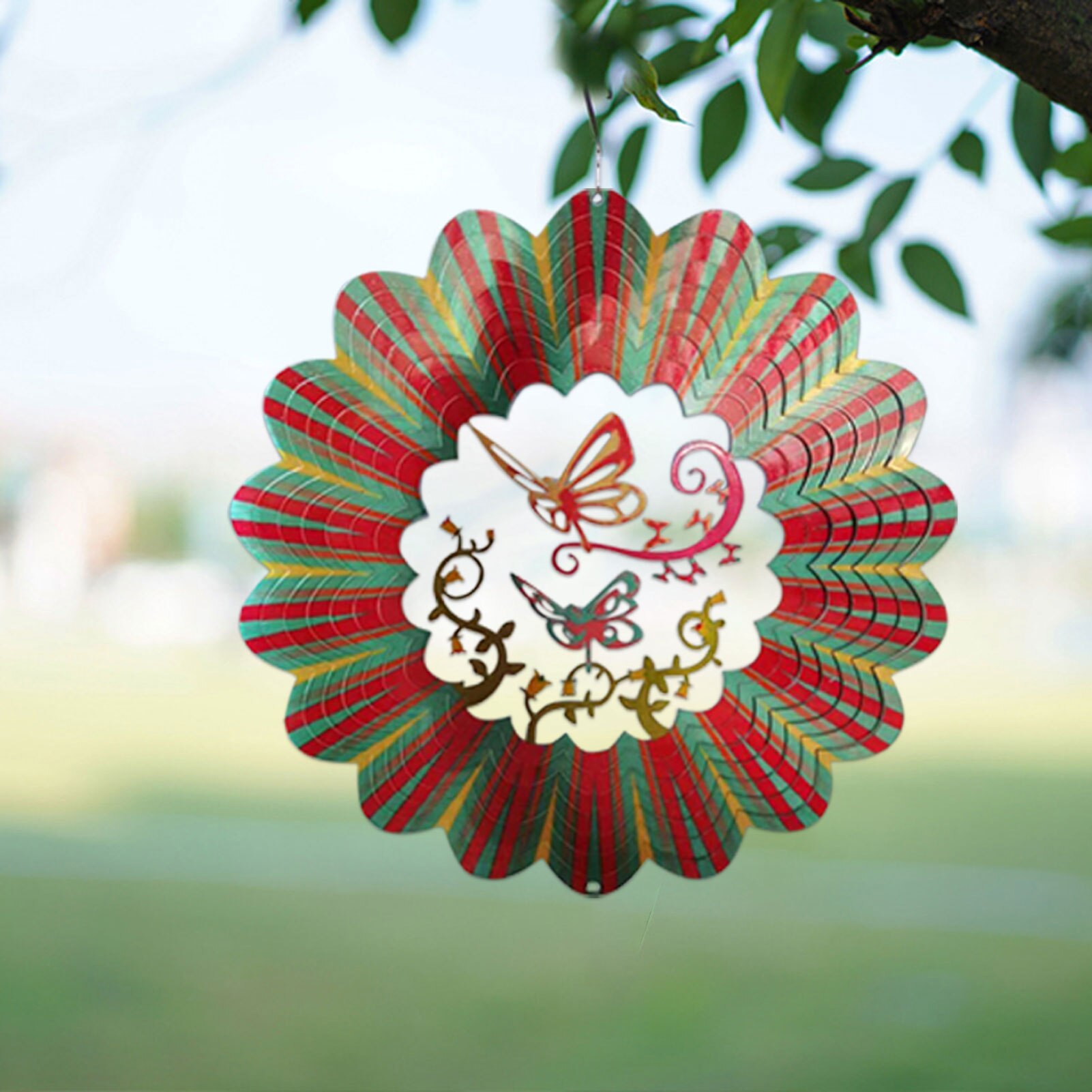 12 Inch 3D Metal Wind Spinner 3D Stainless Steel Indoor Outdoor Pendent For Home Garden Decoration