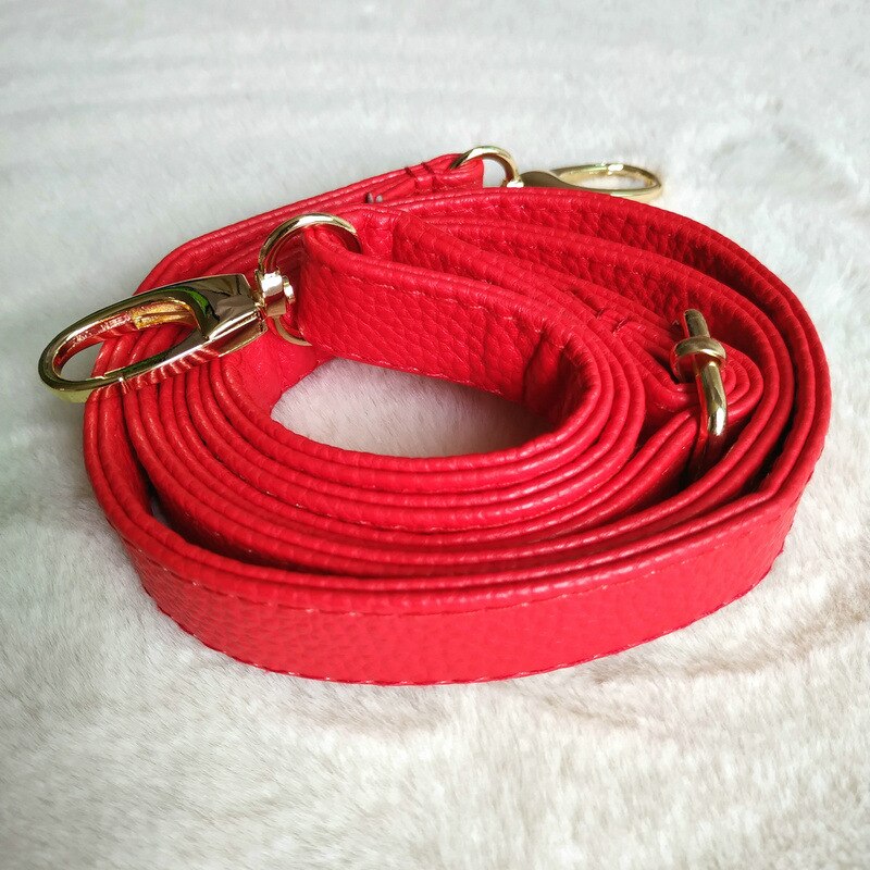 PU Læder Skulderrem Taske Tilbehør DIY Crossbody Justerbar Taske Bælte Rem Håndtaske Rem Kvinder Gul Spænde: Rød