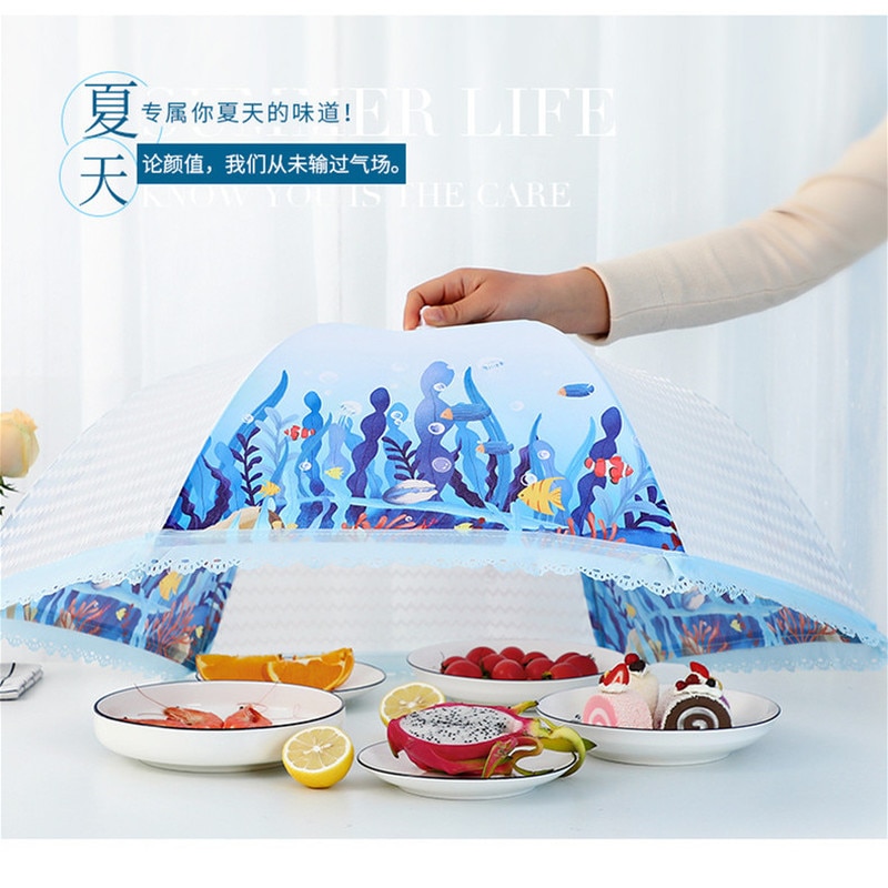 60/80cm Gauze Umbrella Food Cover Picnic Kitchen Anti Fly Mosquito Net Folded Meal Cover Tent Table Mesh Food Cover Kitchen Tool