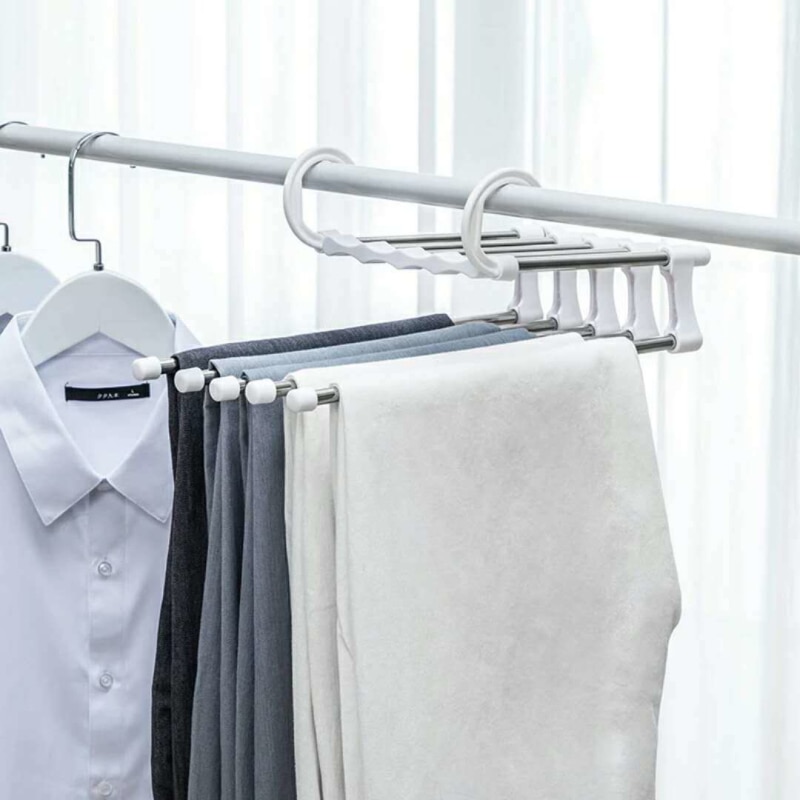 Perchas de ropa con Forma 5 en 1, perchas de almacenamiento para pantalones, Perchero de tela, Perchero de almacenamiento multicapa para armario, organizador de pantalones, 1 ud.