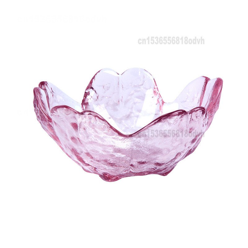 Japanese Cherry Blossom Plate Transparent Pink Glass Saucer Glass Salad Bowl Salad Bowl Set Dish Set