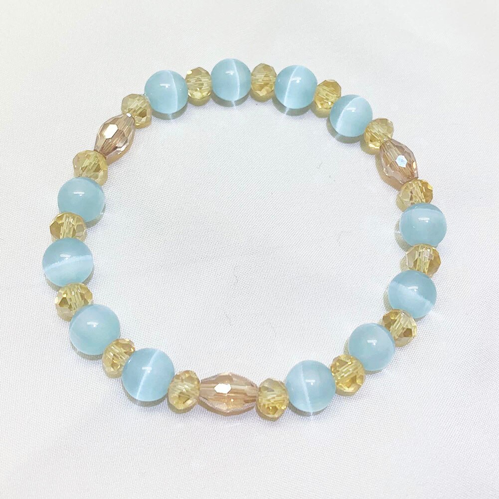 Neue Charme 6 MM Glas Perlen Armbinde Multi-farbige Schmuck für Frauen Handgemachte Runde Armbinde Armreif: Blau