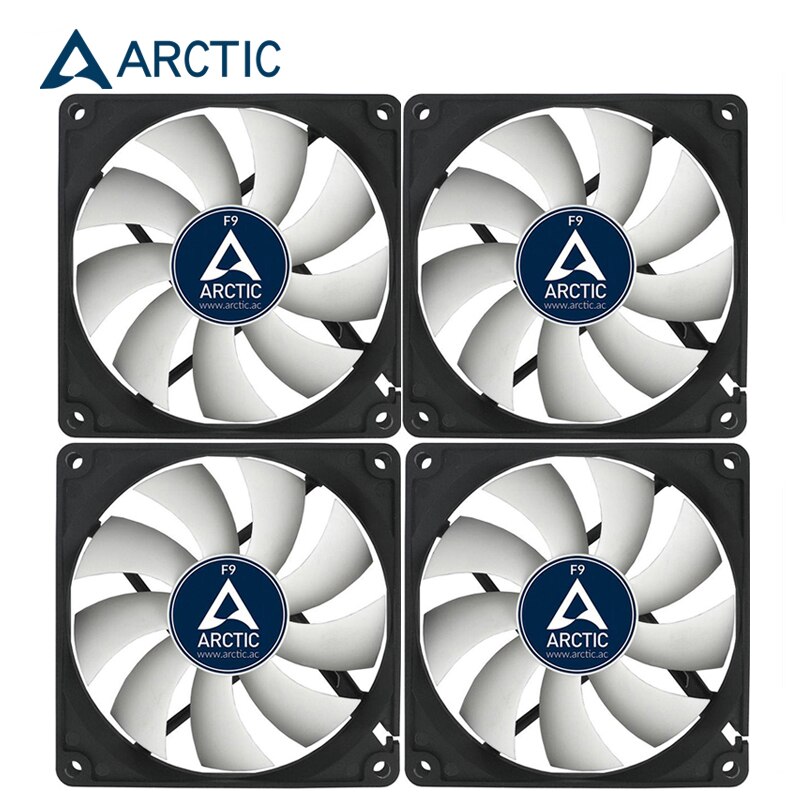 Arctic  f9 cpu radiator datorväska 9cm fläkt tyst 3- stifts sockel fdb 1800 rpm vätskelager kylare master 90mm: 4 st
