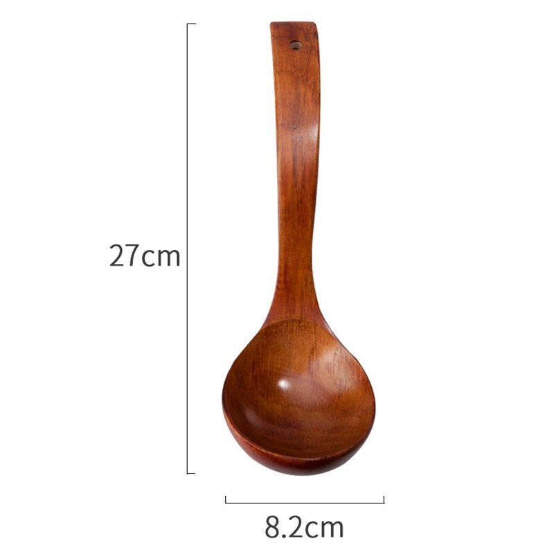 Natuurlijke Hout Lange Steel Rijst Soep Koken Lepels Grote Pollepel Pot Lepel Servies Gereedschap (1 Set Van 3)