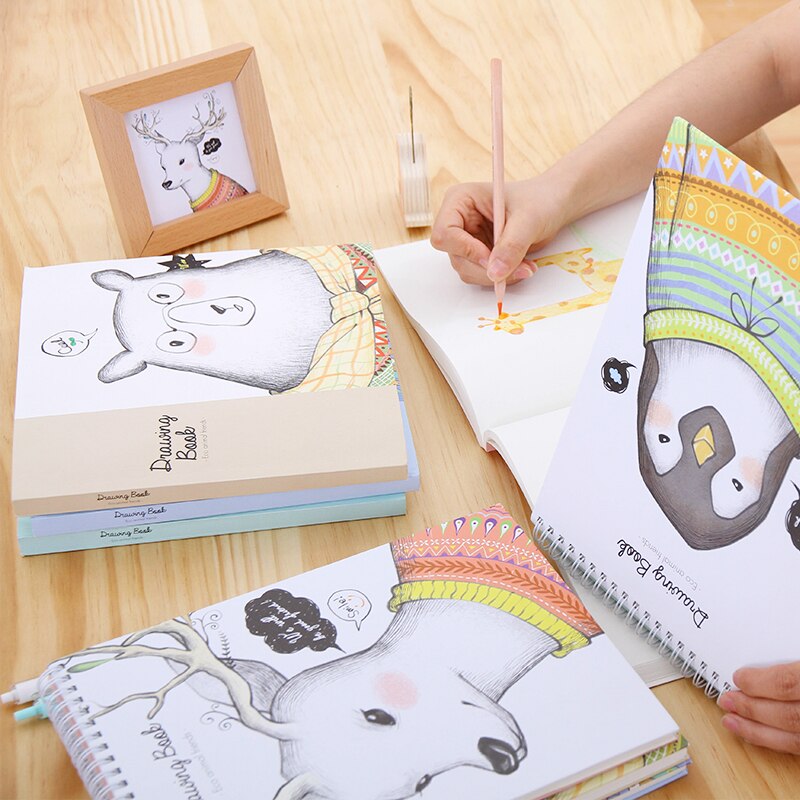 DELI-Papel de dibujo de dibujos animados Kawaii para estudiantes, 40 hojas, boceto, libro de arte, dibujo, bocetos, suministros de pintura