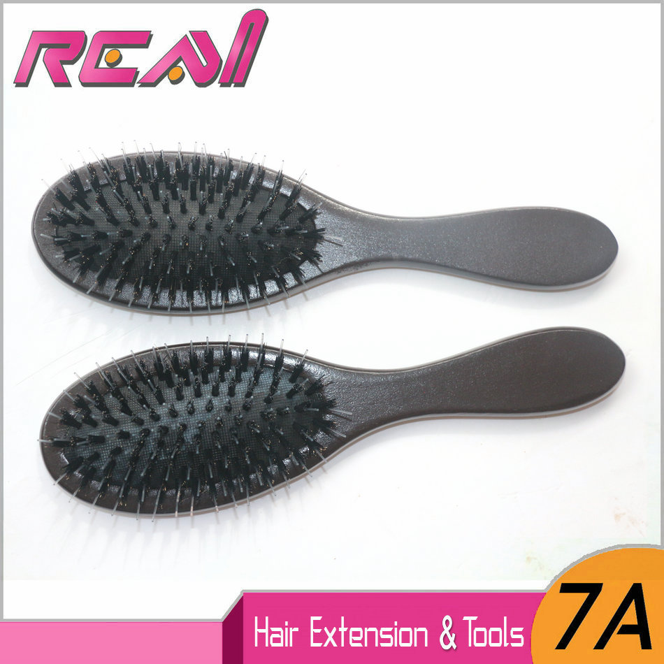 1 stück Wildschwein Borsten Haar Pinsel, Schwarz oder Dunkelbraun Haar Erweiterungen Pinsel, durch Holz Griff + Wildschwein Borsten